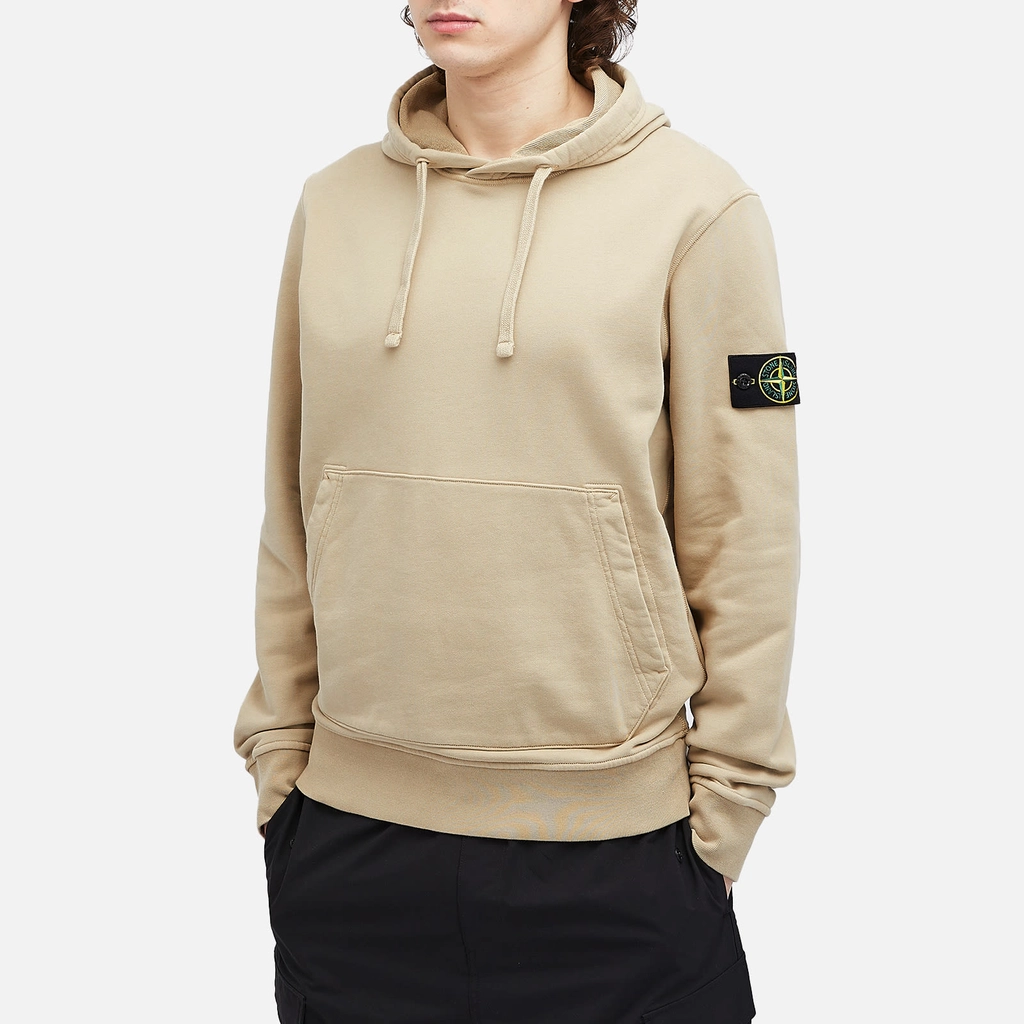 Stone Island Men's Garment Dyed Popover Hoodie Desert